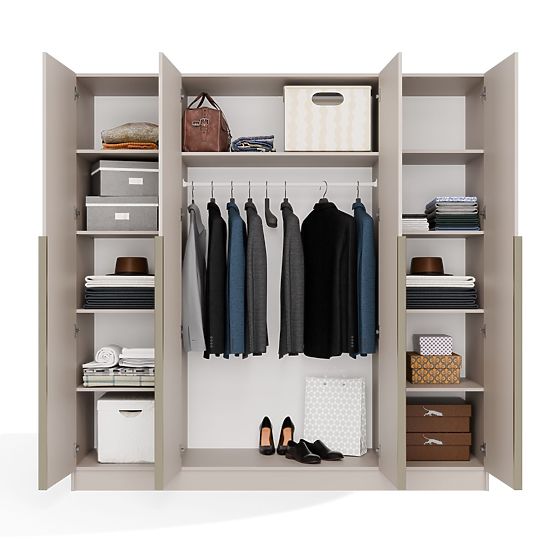 ORMAR SENSO 4D 200 CM 4 VRATA ZLATNE RUČKE ZA DNEVNI BORAVAK SPAVAĆU SOBU KAŠMIR BEŽ