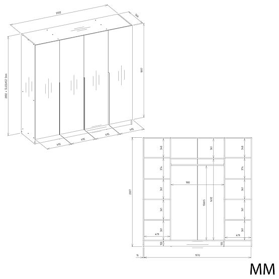 ORMAR SENSO 4D 200 CM 4 VRATA ZLATNE RUČKE ZA DNEVNI BORAVAK SPAVAĆU SOBU KAŠMIR BEŽ