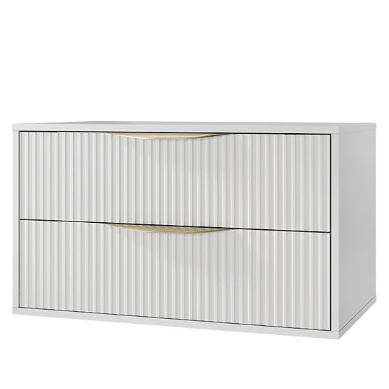 Ormarić ispod umivaonika Avila 2.0, 80 cm, s utorima, zlatne ručke, bijela