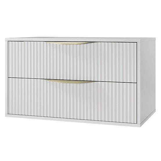 Ormarić ispod umivaonika Avila 2.0, 80 cm, s utorima, zlatne ručke, bijela