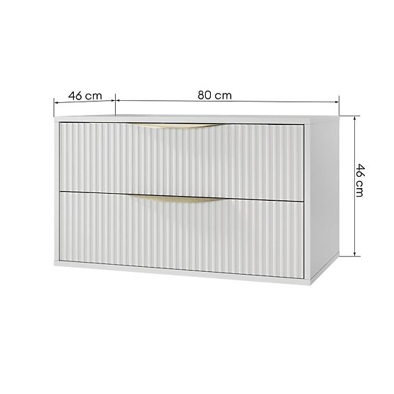 Ormarić ispod umivaonika Avila 2.0, 80 cm, s utorima, zlatne ručke, bijela