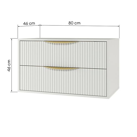 Ormarić ispod umivaonika Avila 2.0, 80 cm, s utorima, zlatne ručke, bijela