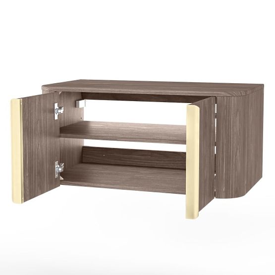 Ormarić ispod umivaonika na ploči Bassa 80 cm, orah lincoln, zlatne ručke, zaobljen