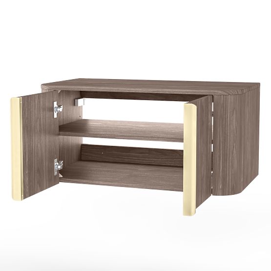 Ormarić ispod umivaonika na ploči Bassa 80 cm, orah lincoln, zlatne ručke, zaobljen