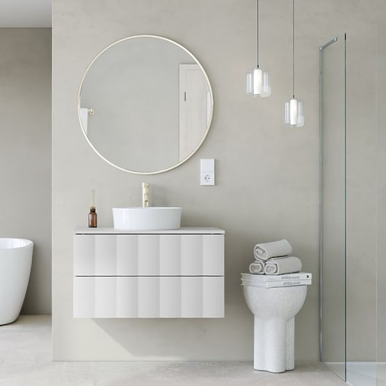 Ormarić ispod umivaonika na ploči Grita 80 cm, bijela, valovita prednja ploča