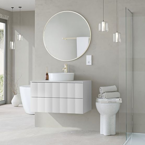 Ormarić ispod umivaonika na ploči Grita 80 cm, bijela, valovita prednja ploča