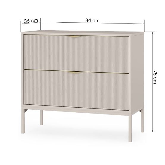 Ormarić ispod umivaonika na ploči Livia 80 cm, kašmir, metalne noge, s utorima