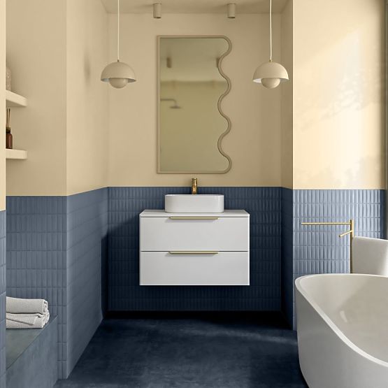 Ormarić ispod umivaonika na ploči Tidea 80 cm, bijeli, zlatne ručke