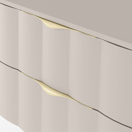 Ormarić ispod umivaonika Omi 80 cm, valovita prednja ploča, zlatne ručke, kašmir bež