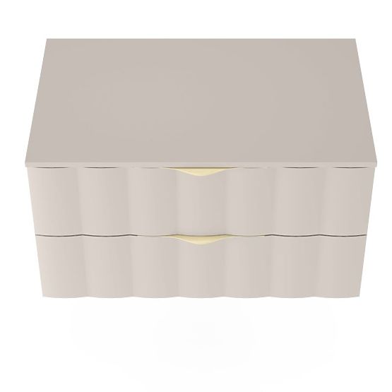 Ormarić ispod umivaonika Omi 80 cm, valovita prednja ploča, zlatne ručke, kašmir bež