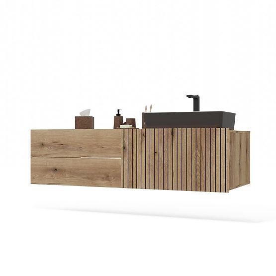 ORMARIĆ ISPOD UMIVAONIKA TIGO 1D2S HRAST EVOKE 140 CM 2 LADICE REBRASTA PREDNJA PLOČA VISEĆI