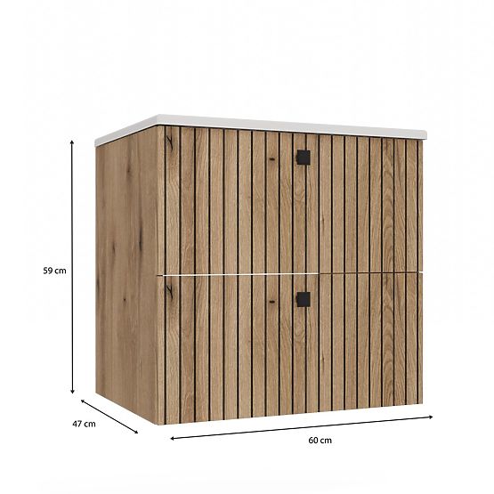 ORMARIĆ ISPOD UMIVAONIKA TIGO 60 2S HRAST EVOKE REBRASTA PREDNJA PLOČA + UMIVAONIK