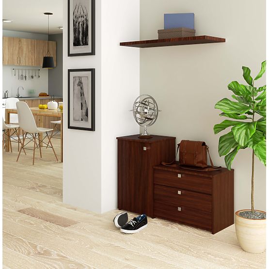 Ormarić za cipele S16 s komodom, 3 preklopna vrata - wenge