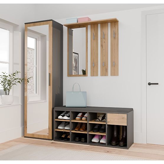 Otvorena cipelar ormarić TALLIN ANTRACIT HRAST ARTISAN za predsoblje