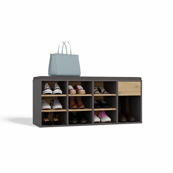 Otvorena cipelar ormarić TALLIN ANTRACIT HRAST ARTISAN za predsoblje