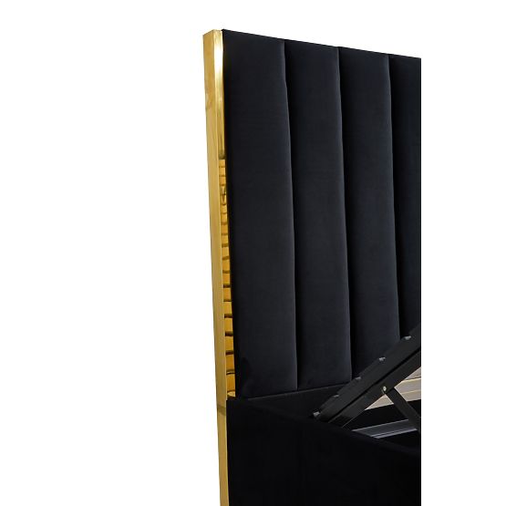 Tapecirani krevet s visokim uzglavljem PALLAZO crni - 160x200 cm