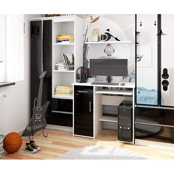 PISAĆI STOL JAY PK BIJELI / CRNI SJAJ