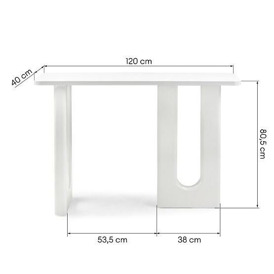 Pisaći stol/konsola Lichi 120 cm, bijela, lukovi