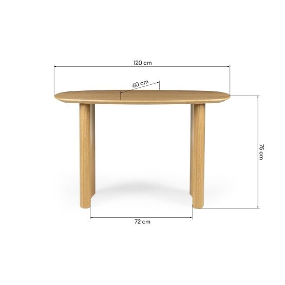 Pisaći stol/konsola Oriento 120 cm, prirodni hrastov furnir