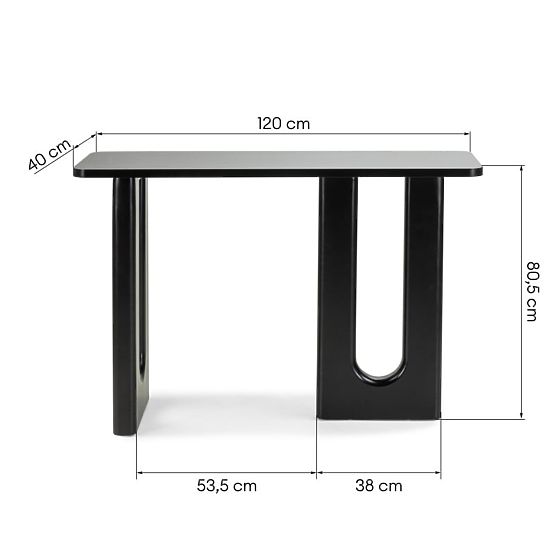 Pisaći stol/konzola Lichi 120 cm, crna, lukovi