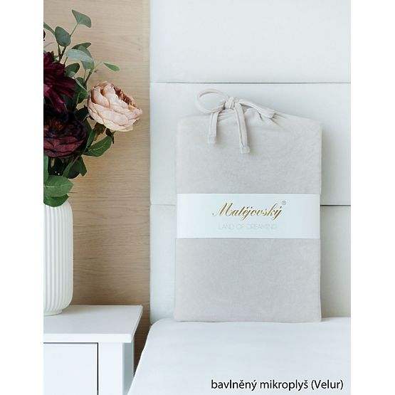 Pamučna mikroplišna plahta - 160-180x200 cm - prirodna