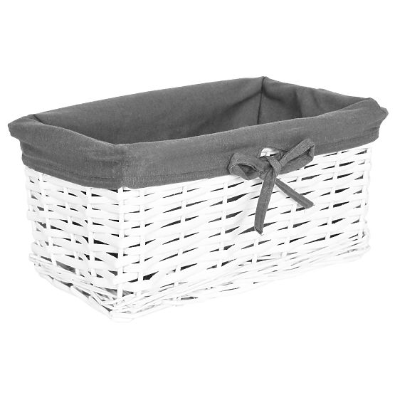 Pleteni koš 30x20x15 cm - bijelo-sivi