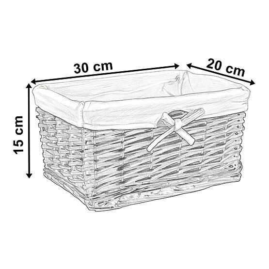 Pleteni koš 30x20x15 cm - bijelo-sivi