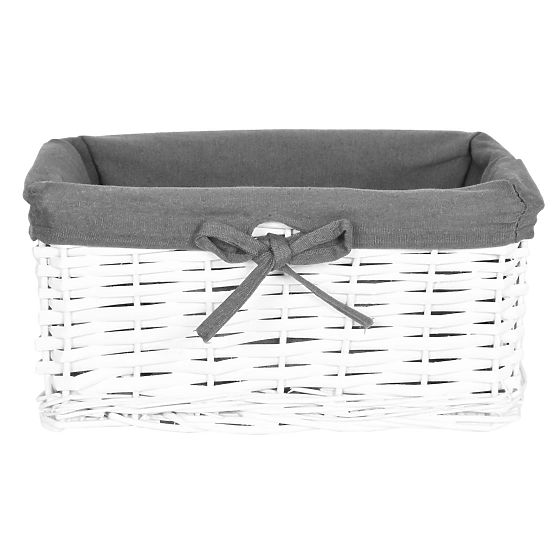 Pleteni koš 30x20x15 cm - bijelo-sivi