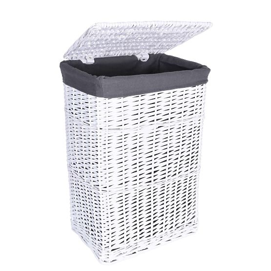 Pleteni koš 48x36x66 cm - 114L - bijelo-sivi