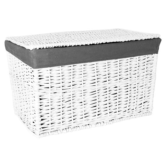 Pleteni kovčeg 105L 66x40x40 cm bijelo-siva