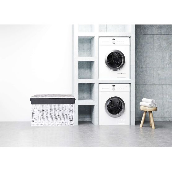 Pleteni sanduk 76x46x46 cm - 160L - bijelo-siva