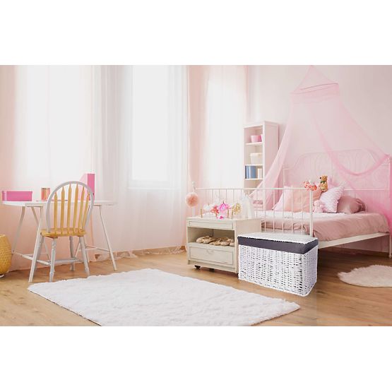 Pleteni sanduk 76x46x46 cm - 160L - bijelo-siva