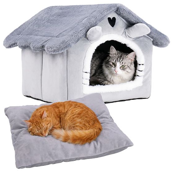 Plišana kućica za mačku JASPER siva