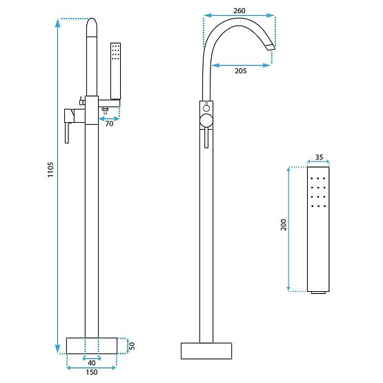 Podna slavina za kadu Rea Lungo Titan