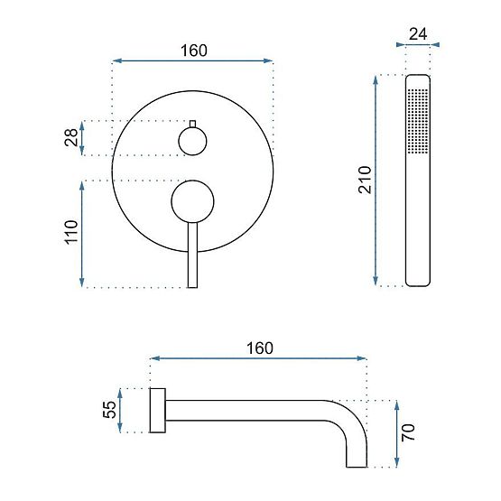 Podžbukna kupaonska slavina Rea Lungo Bakar + Kutija