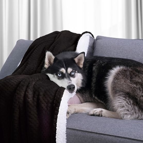 Pokrivač SHLEEPY crni s žakard uzorkom klasični stil 130x180