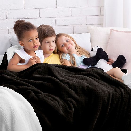 Pokrivač SHLEEPY crni s žakard uzorkom klasični stil 130x180