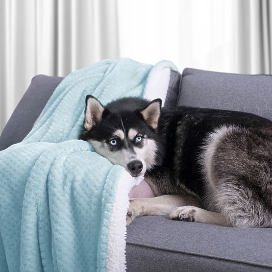 Pokrivač SHLEEPY plavi s žakard uzorkom klasični stil 130x180