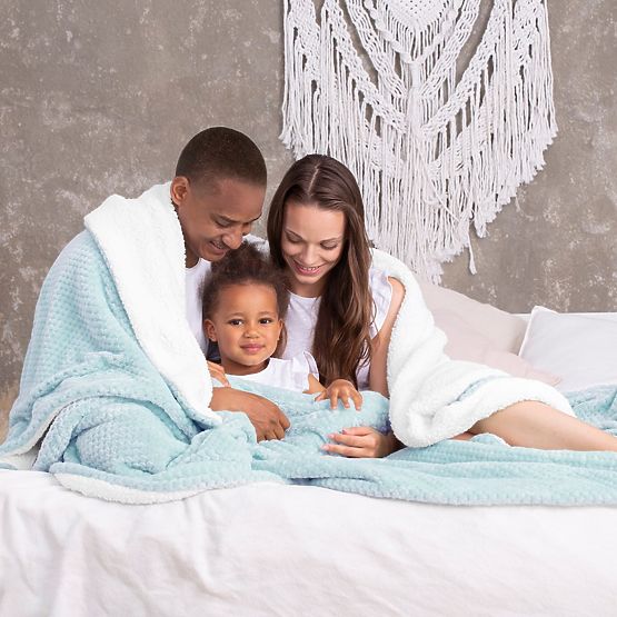 Pokrivač SHLEEPY plavi s žakard uzorkom klasični stil 130x180