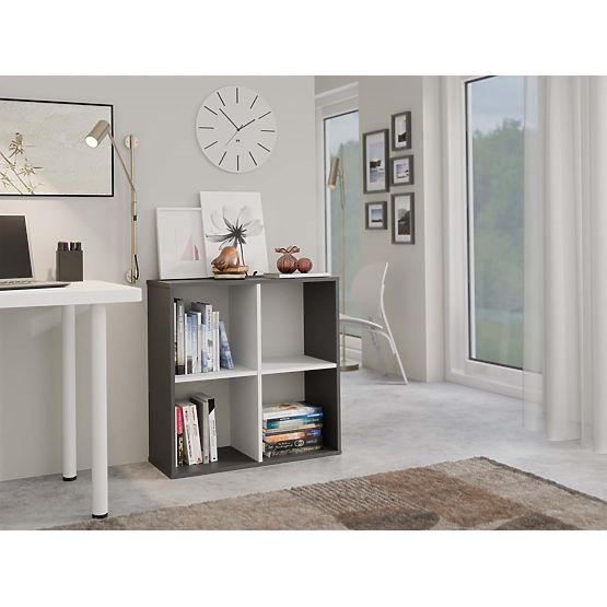 Polica Malax 2x2 ANTRACIT BIJELA