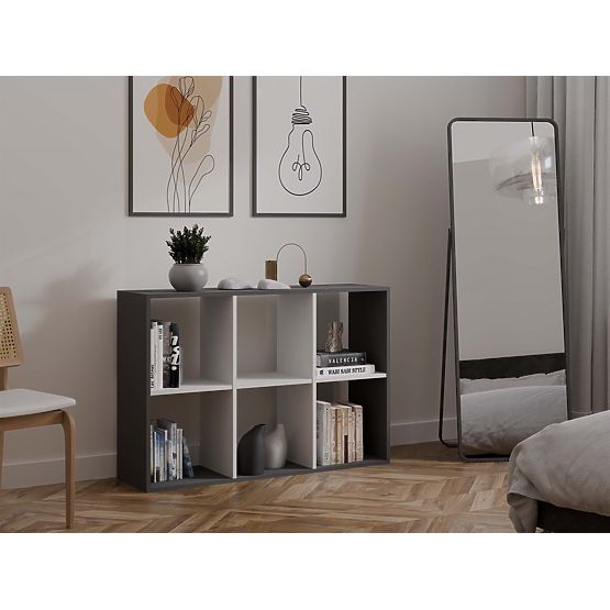 Polica Malax 2X3 ANTRACIT BIJELA