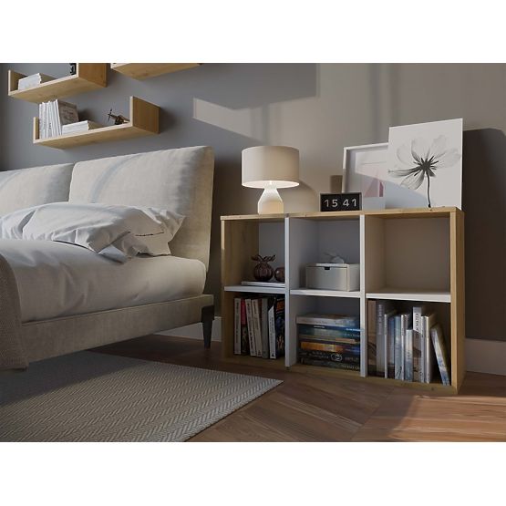 Polica Malax MINI 2X3 HRAST ARTISAN BIJELA