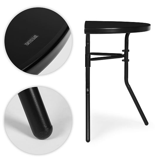 Polukružni stakleni stolić za kavu za balkon, terasu, patio crni MultiGarden