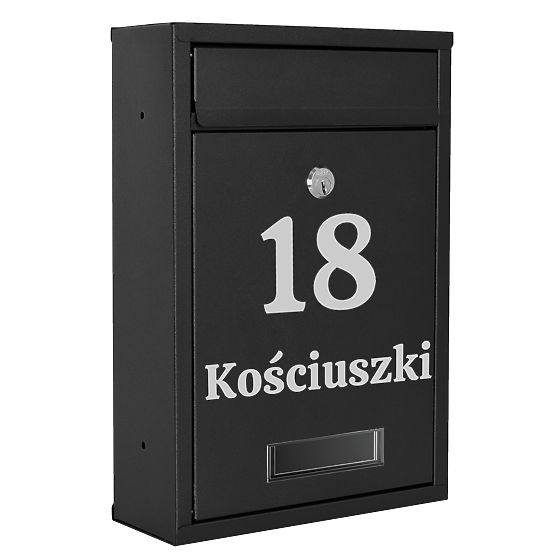 Poštanski sandučić za pisma Gustav crni s natpisima