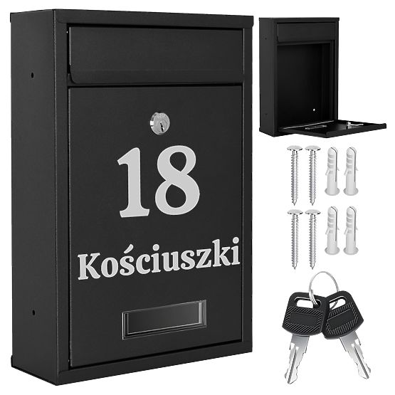 Poštanski sandučić za pisma Gustav crni s natpisima