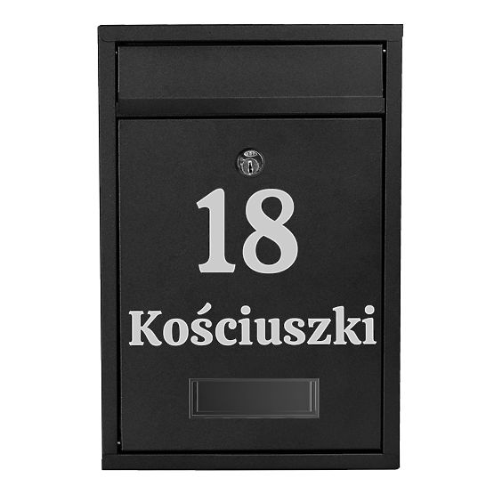 Poštanski sandučić za pisma Gustav crni s natpisima
