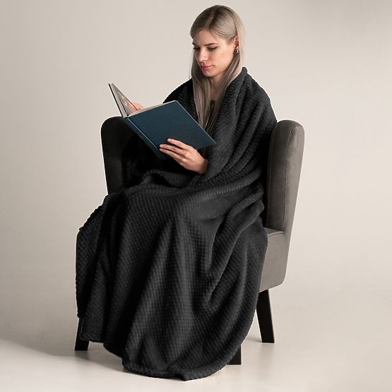 Prekrivač HENRY crni s žakard uzorkom moderni stil 220x240