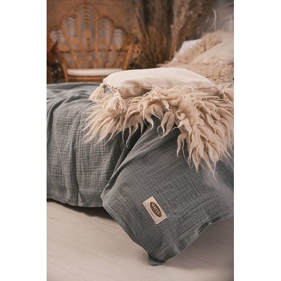 Prekrivač od muslina 210x240 tamno sivi