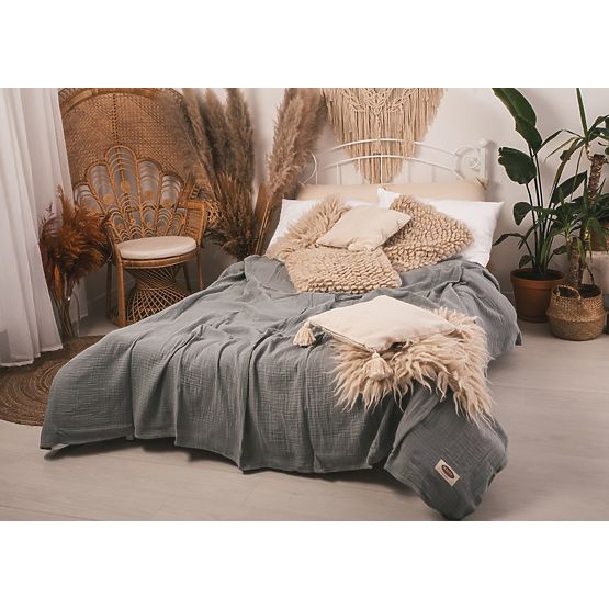 Prekrivač od muslina 210x240 tamno sivi