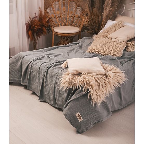 Prekrivač od muslina 210x240 tamno sivi